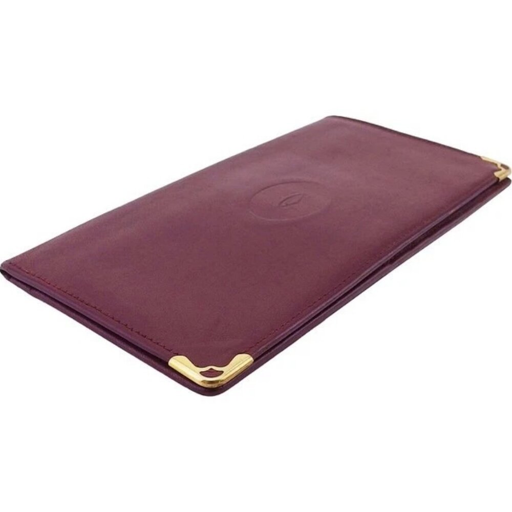 CARTIER Bifold Wallet Bordeaux gold Women Authentic secondhand